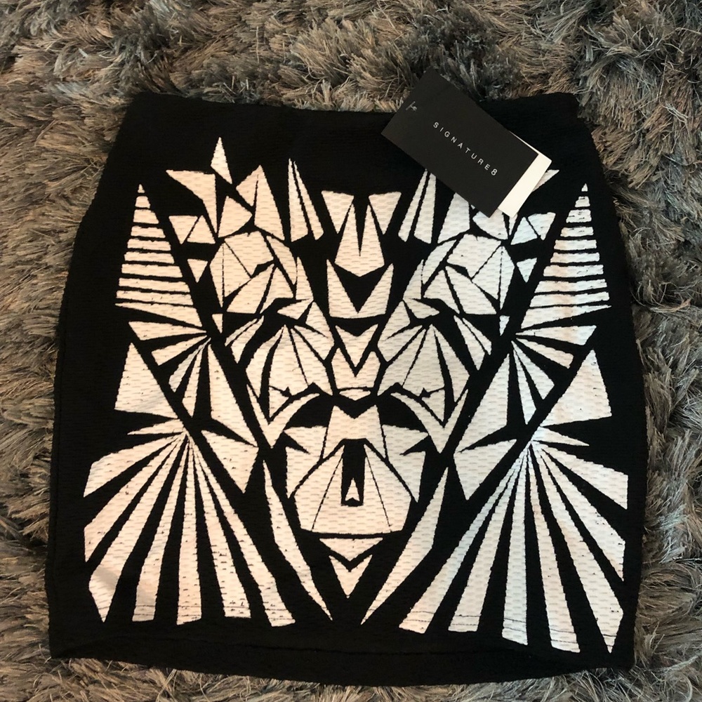Black and white tribal mini skirt.